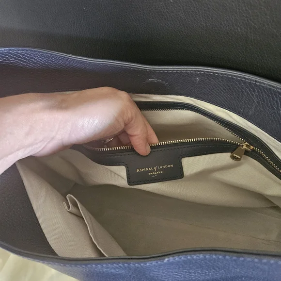 Aspinal of London Leather Shoulder Bag Navy LIKE NEW W/ DUSTBAG - Picture 4 of 14